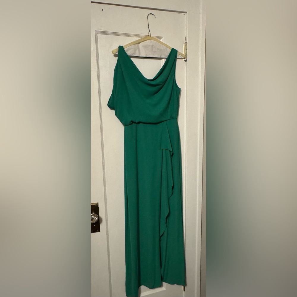 BCBGMaxAzria green Grecian looking dress with a cowl back